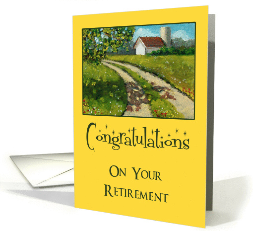 Congratulations on Retirement: Christian: Country Road Painting card