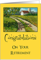 Congratulations on Retirement: Christian: Country Road Painting card