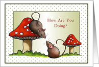 Thinking of You: Little Mice With Toadstools: Original Art card