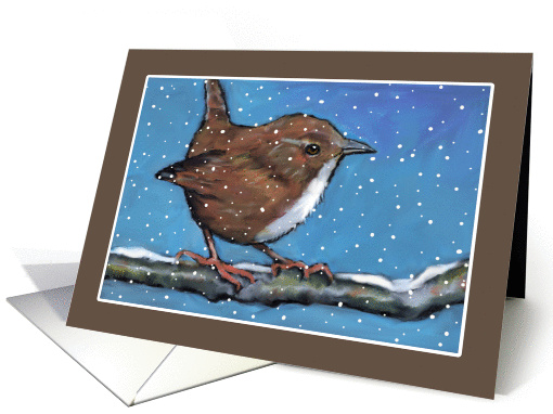 General Blank Inside: Little Wren In Snow: Painting: Original Art card