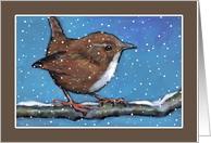 General Blank Inside: Little Wren In Snow: Painting: Original Art card