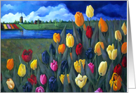 Dutch Landscape With Tulips: Blank Inside: Original Art card