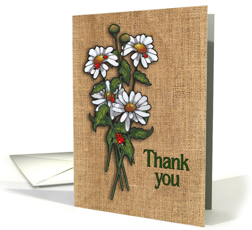Thank You For Your Gift, Daisies and Ladybug Art on... (1117790)