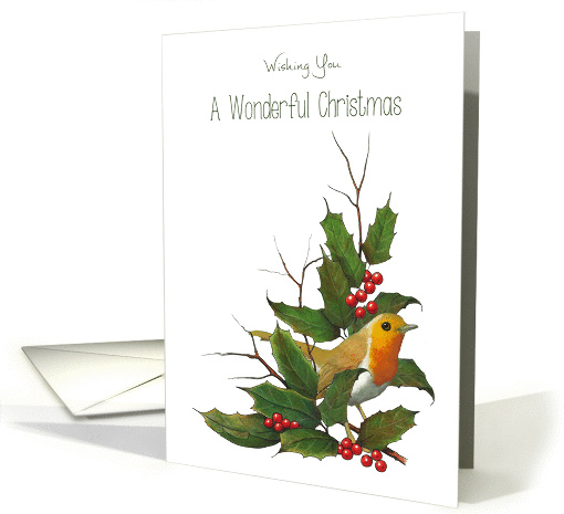 Holly Berries, English Robin: Art: Wishing You Wonderful... (1119230)