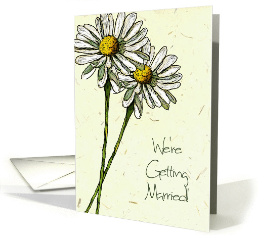 We're Getting Married: Two Daisies, Wedding Announcement: Art card