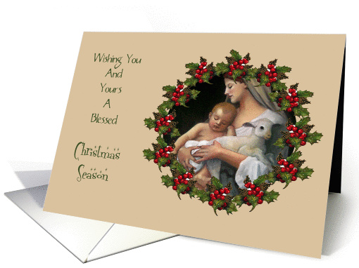 Religious Christmas: Madonna With Baby: Holly, Berries,... (1142768)