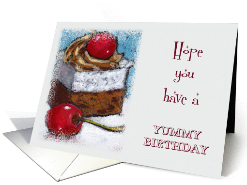 Happy Birthday, General, Hope It's Yummy, Painting of Cake card