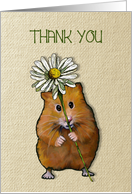 Thank You for the Gift, Cute Hamster with Huge Daisy, Original Art card