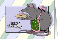 Happy Birthday to a Real Sweetie-Pie, Mouse with Apron Holding Pie card