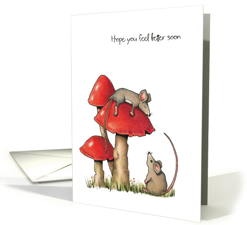 Get Well, General, Cute, Whimsical, Mice with Toadstools,... (1398772)