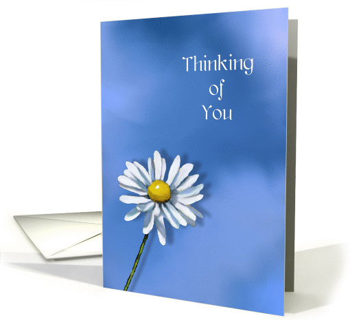 Thinking of You, General, Single Daisy on Blue Background, Art card