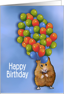 Birthday, Children: Cute Hamster with Huge Cluster of Balloons card