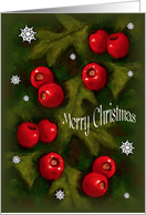 Christmas, General Merry Christmas, Hawthorn Berries, Snowflakes Art card