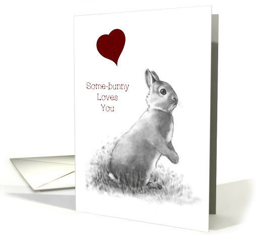 Valentine Bunny: Some-bunny Loves You, Pun, Humor, Pencil... (1464492)