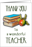 Thank You To A Wonderful Teacher, Artwork of Books And Apple card