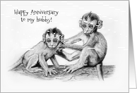 Happy Anniversary to Hubby, Wanna Monkey Around? Pencil Art, Humor card