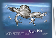 Leap Year Birthday, Leaping Frog, Humor, Leap Year Baby, Feb. 29 card