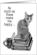 Coronavirus Isolation, Introvert, Cat, Books,Coffee, Pencil, Miss You card