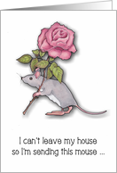 Coronavirus, Missing You, Mouse With Pink Rose, Verse Inside card