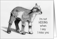 Coronavirus, I Miss You, Baby Goat, I’m Not Kidding, Pencil Drawing card