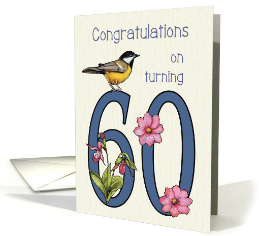 Sixtieth Birthday With Number Sixty Decorated With Bird... (1610810)