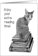 Coronavirus, I Miss You, Enjoy Your Extra Reading Time, Cat, Books card