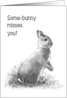 Corona Virus, I Miss You, Some-bunny Misses You, Pun, Bunny Art card