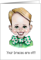 Congratulations, Braces Are Off, Boy With Big, Toothy Smile, Bow Tie card