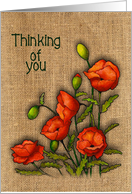 Coronavirus, Thinking of You During Pandemic, Red Poppies on Burlap card