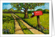 Coronavirus Thank You Letter Carrier, Mail Delivery, Red Mailbox Art card