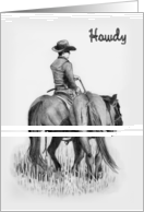 Coronavirus, Thinking of You, Howdy, Cowboy on Horse, Pencil Drawing card