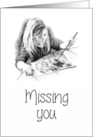 Coronavirus, Missing You, Little Girl Painting Picture, Pencil Art card