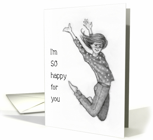 Congratulations On New Job Girl Jumping For Joy So Happy For You card