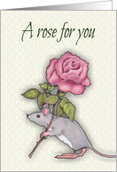 Get Well, General, A Rose For You, Cute Mouse With Flower, Tiny Dots card