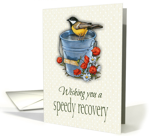 Get Well, Speedy Recovery Bird on Pail And Poppies... (1625214)