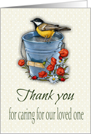 Coronavirus Thank You Caring For Our Loved One Bird Poppies Daisies card