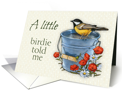 Congratulations on Promotion, Bird on Pail, Poppies and Daisies card