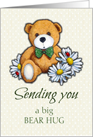 Big Bear Hug, Encouragement, Teddy Bear Daisies and Ladybugs card
