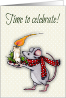 Christmas, Time To Celebrate, Mouse Carrying Flaming Candle card