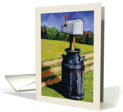 All Occasion, Blank, Rustic Mailbox Old Milk Can Country Life card