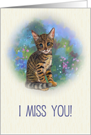 Coronavirus, I Miss You, Sad Kitten with Flowers, Social Distancing card