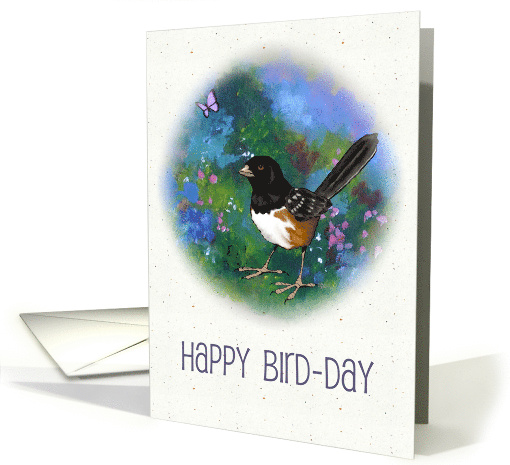 Coronavirus Birthday Happy Bird-Day, Pun Humor Towhee Bird card
