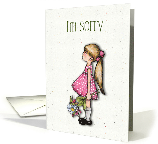 Apology I'm Sorry, Little Girl With Flowers, General Apology card