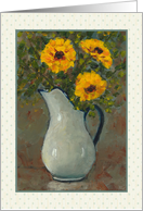 Coronavirus Missing You with Yellow Flowers in Old Enamel Pitcher card