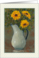 Any Occasion Blank Inside with Yellow Flowers in Old Enamel Pitcher card