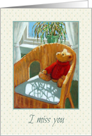 Coronavirus I Miss You with Teddy Bear by Sunny Window, Tiny Dots card