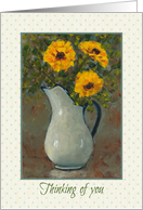 Thinking of You, General, Yellow Flowers Old-Fahioned Enamel Pitcher card