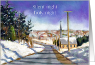 Christmas Card, Religious With Painting of Church in Snowy Landscape card