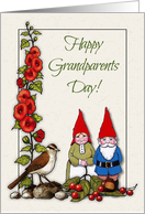 Happy Grandparents Day with Cute Gnome Couple, Bird and Flowers card