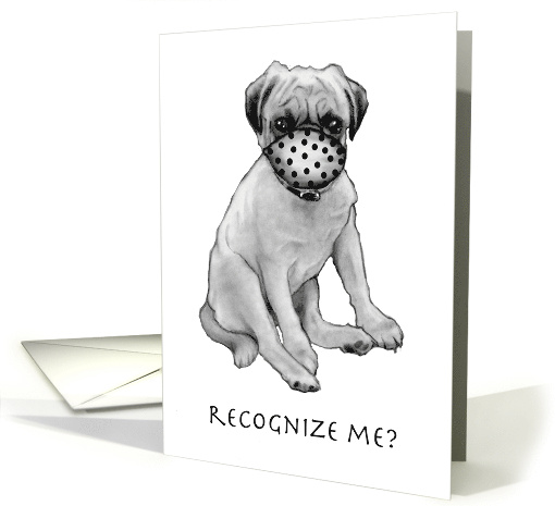 Coronavirus Pug Dog with Mask Saying Hello Thinking of... (1631136)